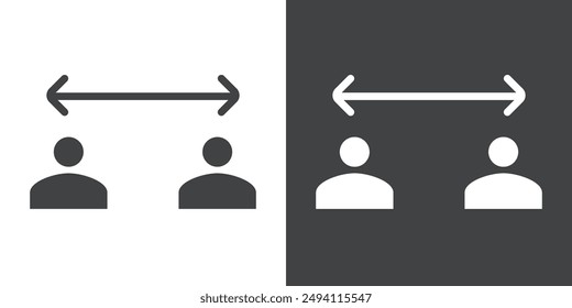 Social distancing sitting icon Flat set in black and white color outline vector