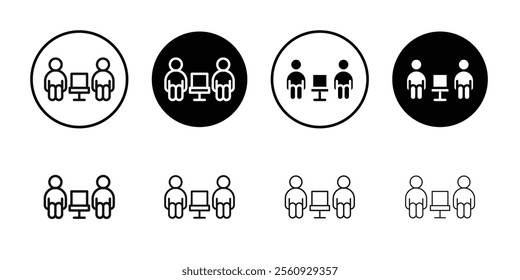 Social distancing sitting icon Flat outline fill set collection