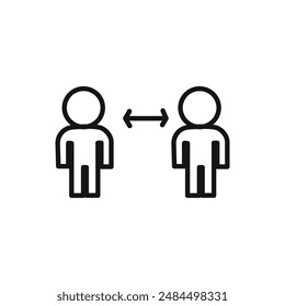 Social distancing sitting icon linear vector graphics sign