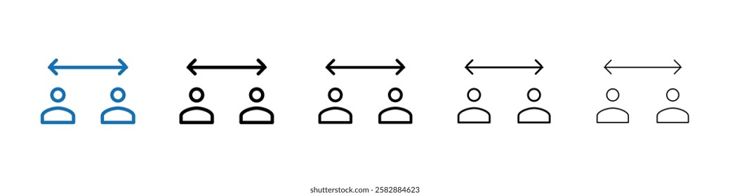 Social distancing sitting icon Outline vector logo for web ui