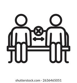 Social distancing sitting icon Thin line illustration