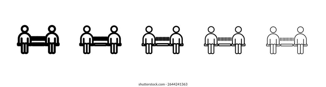 Social distancing sitting icon thin outline logo mark set