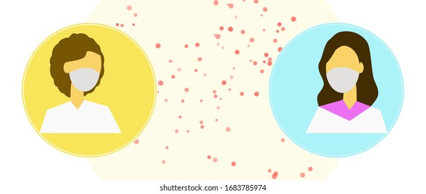 Social distancing. Space between people to avoid spreading a virus. Vector illustration. Infographic illustration about. Prevent virus. Flat design.