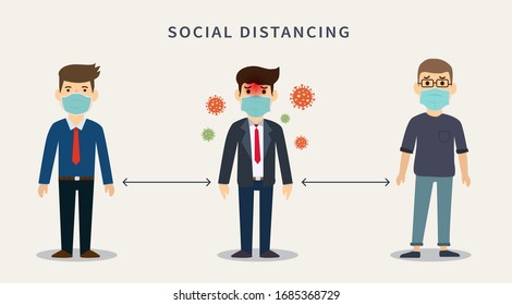 Social distancing. Space between people to avoid spreading COVID-19 Virus. Keep the 1-2 meter distance. Vector illustration