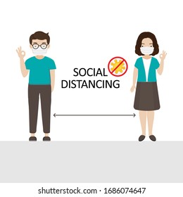 Distanciamiento social. Espacio entre personas para evitar la propagación del virus COVID-19.