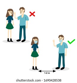 social distancing space for safety and people should be 1 to 2 meter apart vector image