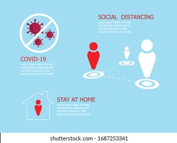 social distancing and stay at home for avoid covid-19 coronavirus vector illustration
