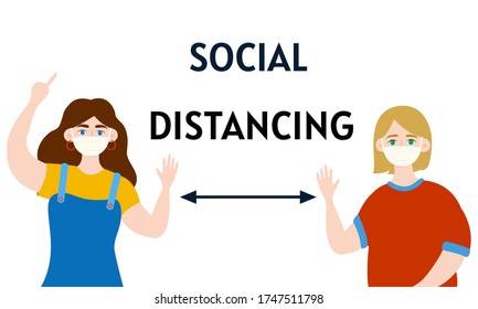 Social distancing. Stay home concept illustration set. Self isolation, quarantine, coronavirus. 