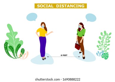 Social distancing, Stay safe by keeping a distance from people in public areas. 