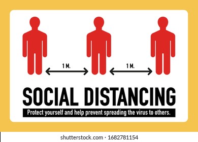 Social distancing, Stop Covid-19 Coronavirus concept. Novel Coronavirus (2019-nCoV). protect yourself and help prevent spreading the virus to others. Signage vector design. Vector illustration.