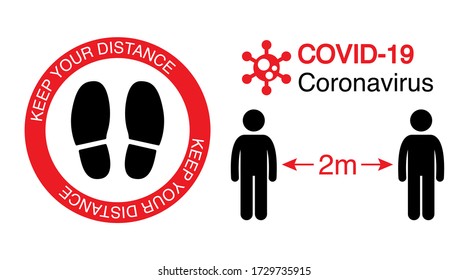 Social distancing tag, Banner sticker to keep a distance, Coronavirus, Covid-19, Vector Illustration.