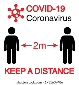 Social distancing tag, Banner sticker to keep a distance, Coronavirus, Covid-19, Vector Illustration.