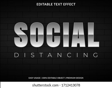 social distancing text effect abstract background template with bold style use for logo and banner headline