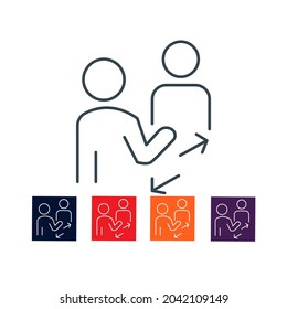 Icono de línea delgada de distanciamiento social