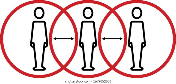 Social distancing in times of epidemic virus outbreak. Infographic telling people not to stand close together. Corona virus pandemic symbol. 