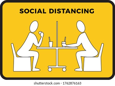 Social distancing. Use a barrier when talking and discussing. Keep the 1-2 meter distance. Coronovirus epidemic protective. Vector illustration