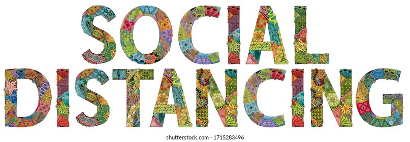 DISTANCIA SOCIAL. Objeto de zentángulo decorativo vectorial para decoración