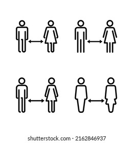 Vector de distanciamiento social. símbolo y signo de distancia social. signo de cuarentena automática