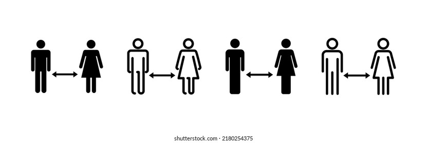 Social distancing vector. social distance sign and symbol. self quarantine sign