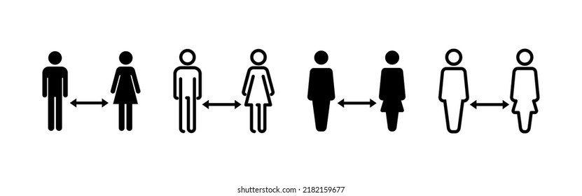 Social distancing vector. social distance sign and symbol. self quarantine sign
