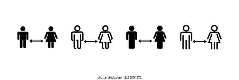 Social distancing vector. social distance sign and symbol. self quarantine sign