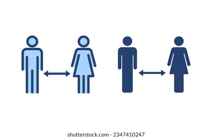 Social distancing vector. social distance sign and symbol. self quarantine sign