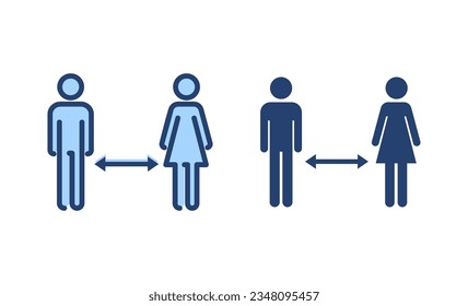 Vector de distanciamiento social. símbolo y signo de distancia social. signo de cuarentena automática