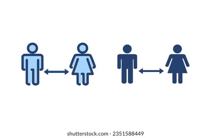 Social distancing vector. social distance sign and symbol. self quarantine sign