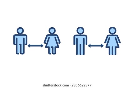 Vector de distanciamiento social. símbolo y signo de distancia social. signo de cuarentena automática
