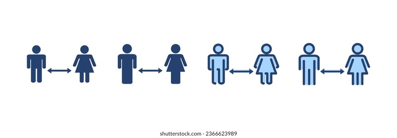 Vector de distanciamiento social. símbolo y signo de distancia social. signo de cuarentena automática