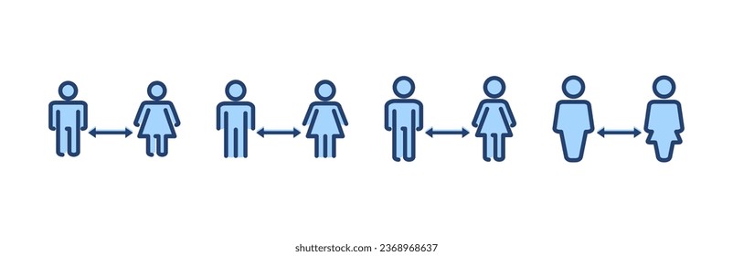 Vector de distanciamiento social. símbolo y signo de distancia social. signo de cuarentena automática