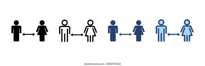 Vector de distanciamiento social. símbolo y signo de distancia social. signo de cuarentena automática