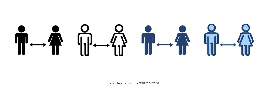 Social distancing vector. social distance sign and symbol. self quarantine sign