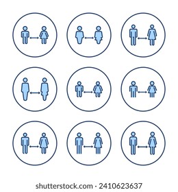 Social distancing vector. social distance sign and symbol. self quarantine sign