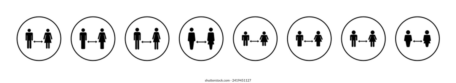 Social distancing vector. social distance sign and symbol. self quarantine sign