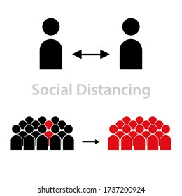 Social distancing, vector flat icon, isolated on white background.