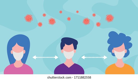 
Social distancing - Vector flat illustration.