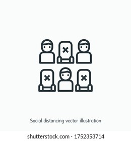 Icono de vector de distanciamiento social. Ui/Ux. Calidad premium.