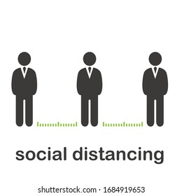 Social distancing vector icon, keep distance in public society people to protect from COVID-19 coronavirus outbreak spreading concept, People keep distance away in the meeting.