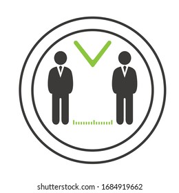 Social distancing vector icon, keep distance in public society people to protect from COVID-19 coronavirus outbreak spreading concept, People keep distance away in the meeting.