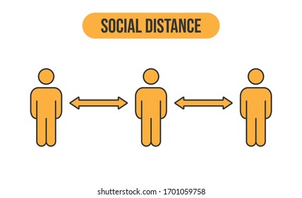 Social distancing vector icon. Keep your distance in public to prevent coronavirus pandemic. Preventive measures in quarantine times.