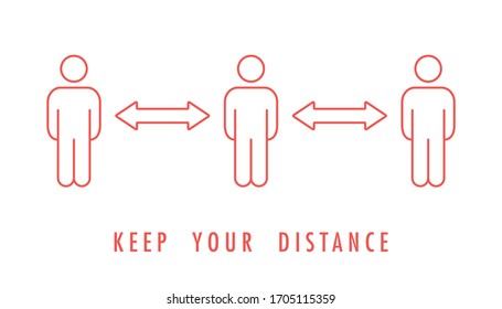 Social distancing vector icon. Keep your distance in public to prevent coronavirus pandemic. Preventive measures in quarantine times.