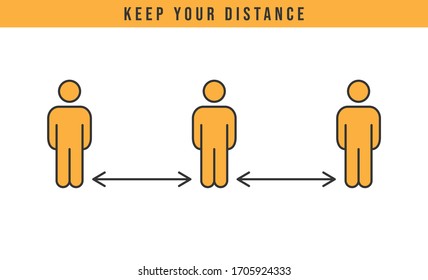 Social distancing vector icon. Keep your distance in public to prevent coronavirus pandemic. Preventive measures in quarantine times.