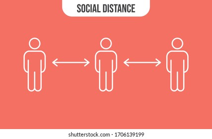 Social distancing vector icon. Keep your distance in public to prevent coronavirus pandemic. Preventive measures in quarantine times.