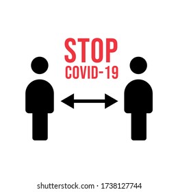 Social distancing vector icon. Keep distance in public society people to protect from COVID-19 coronavirus. Vector illustration.