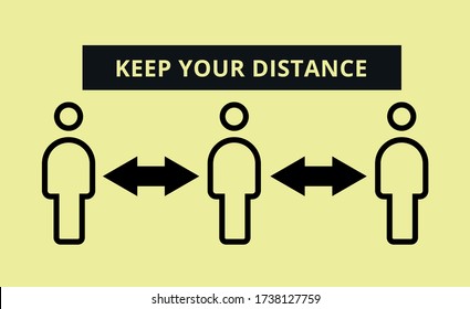Social distancing vector icon. Keep distance in public society people to protect from COVID-19 coronavirus. Vector illustration.