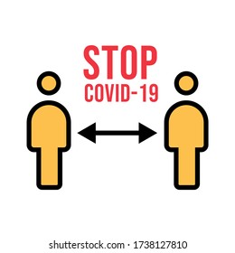 Social distancing vector icon. Keep distance in public society people to protect from COVID-19 coronavirus. Vector illustration.
