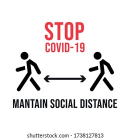 Social distancing vector icon. Keep distance in public society people to protect from COVID-19 coronavirus. Vector illustration.