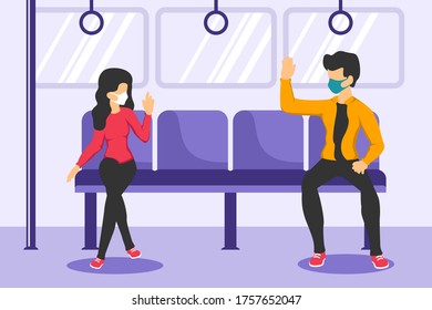 social distancing vector illustration, Social distancing, keep distance in public society people to protect from covid-19