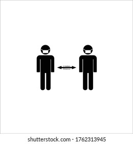 Social distancing vector isolated icon with description. You have to keep distancing at least 2 Meters between each other.